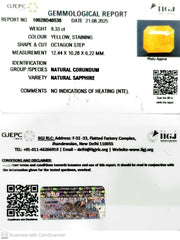 9.33/CT Natural Yellow Sapphire With Govt Lab Certificate (4551)